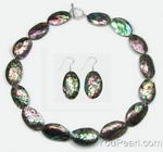 Abalone/paua shell necklace & earrings set buy online, 15x20mm