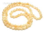 Yellow round long shell necklace in opera length wholesale, 8mm