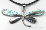 Abalone paua shell pendant, dragonfly design on sale