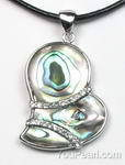Natural paua shell pendant, heart design discount sell