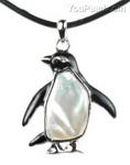 Penguin mother of pearl pendant buy direct