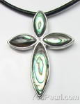 Natural abalone shell cross pendant discount sale