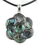 Paua/abalone flower shell pendant on sale, 37mm