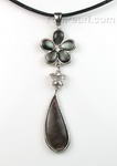 Natural Tahitian flower teardrop shell pendant for sale