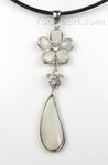 Mother of pearl white flower teardrop shell pendant buy bulk
