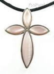 Natural pink shell cross pendant discount sale