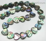 Paua shell, heart shape beads, 12x12mm, wholesale online