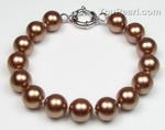 Round coffee shell pearl bracelet factory direct sale, 10mm