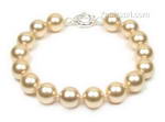 Champagne round shell pearl bracelet buy bulk, 10mm