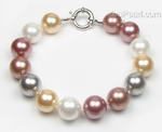 Round multicolor shell pearl bracelet wholesale online, 12mm