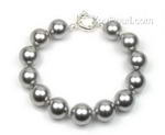 Light gray round shell pearl bracelet buy direct online, 12mm