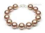 Bronze round shell pearl bracelet wholesale online, 12mm