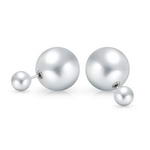 14mm double sided tribal shell pearl statement stud earrings, 925 Silver