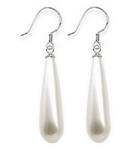 8*30mm white South Sea shell pearl long teardrop earrings, sterling silver on sale