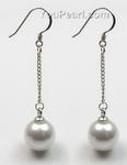 10mm 925 silver white round shell pearl earrings wholesale