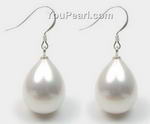12*18mm white South Sea shell pearl teardrop sterling silver earrings wholesale
