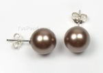 10mm bronze round shell pearl stud earrings direct buy, 925 silver