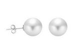 10mm white round shell pearl stud earrings wholesale, 925 silver