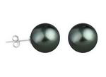 12mm black round shell pearl earring stud on sale, sterling silver