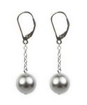 8mm light gray round shell pearl silver lever back earrings wholesale