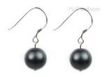 8mm dark gray round shell pearl 925 silver earrings online buy
