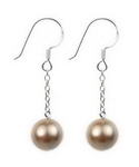 8mm bronze round shell pearl sterling silver drop earrings wholesale