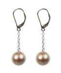 8mm bronze round shell pearl sterling eurowire earrings on sale