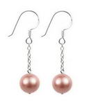 8mm pink round shell pearl sterling silver drop earrings wholesale