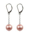 8mm pink round shell pearl sterling eurowire earrings on sale