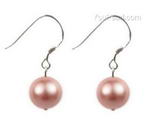 8mm pink round shell pearl sterling silver earrings wholesale