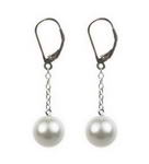 8mm white round shell pearl sterling eurowire earrings for sale