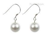 8mm white round shell pearl earrings sale, sterling silver