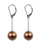 10mm coffee round shell pearl sterling eurowire earrings direct buy