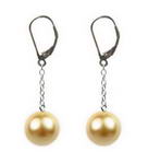 10mm gold round shell pearl sterling eurowire earrings on sale