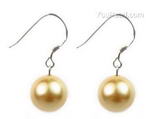 10mm gold round shell pearl sterling silver earrings on sale