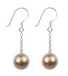 10mm bronze round shell pearl silver drop earrings discounted sale