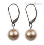 10mm bronze round shell pearl 925 silver lever back earrings on sale