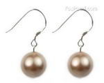 10mm bronze round shell pearl 925 silver earrings on sale