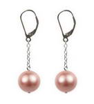 10mm pink round shell pearl silver lever back earrings direct buy