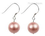 10mm pink round shell pearl silver earrings factory direct sale