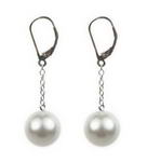10mm white round shell pearl silver lever back earrings factory direct