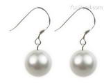10mm white round shell pearl sterling silver earrings on sale