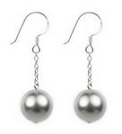 12mm light gray round shell pearl silver drop earrings wholesale
