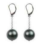 12mm peacock black round shell pearl silver lever back earrings sale