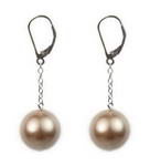 12mm bronze round shell pearl sterling silver leverback earrings