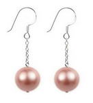 12mm pink round shell pearl drop earrings buy bulk, sterling silver