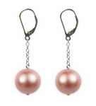 12mm pink round shell pearl sterling silver leverback earrings