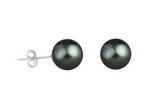 8mm black round shell pearl stud earrings on sale, sterling silver