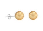8mm gold round shell pearl earring stud wholesale, 925 silver