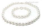 White round shell pearl necklace bracelet set discounted sale, 10mm